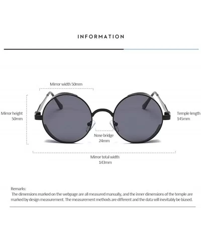 Steampunk Sunglasses - Retro Women Mens Round Punk Glasses UV400 - Black Frame Grey Lens - CU190EAK6CD $12.65 Round