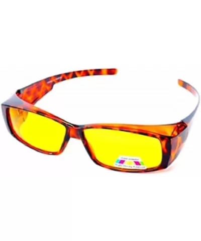 Polarized Fit Over Wear Over Glasses Sunglasses Men and Womens Rectangular Frame - Tortoise Yellow - CQ12NTCY308 $13.07 Goggle