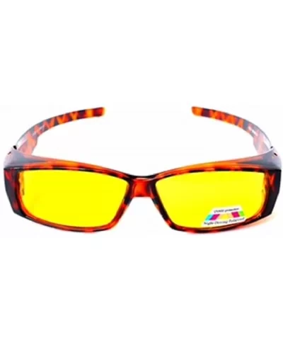 Polarized Fit Over Wear Over Glasses Sunglasses Men and Womens Rectangular Frame - Tortoise Yellow - CQ12NTCY308 $13.07 Goggle