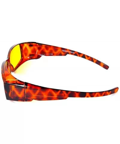 Polarized Fit Over Wear Over Glasses Sunglasses Men and Womens Rectangular Frame - Tortoise Yellow - CQ12NTCY308 $13.07 Goggle