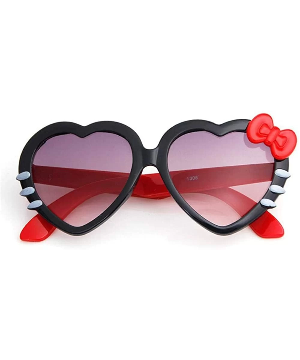 2019 Fashion Summer Cartoon Cute Heart Bow Cat Sunglasses Glasses Pink - Black - CD18YKTHT9U $11.90 Aviator