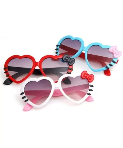 2019 Fashion Summer Cartoon Cute Heart Bow Cat Sunglasses Glasses Pink - Black - CD18YKTHT9U $11.90 Aviator