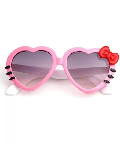 2019 Fashion Summer Cartoon Cute Heart Bow Cat Sunglasses Glasses Pink - Black - CD18YKTHT9U $11.90 Aviator