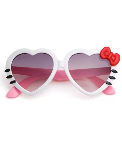 2019 Fashion Summer Cartoon Cute Heart Bow Cat Sunglasses Glasses Pink - Black - CD18YKTHT9U $11.90 Aviator