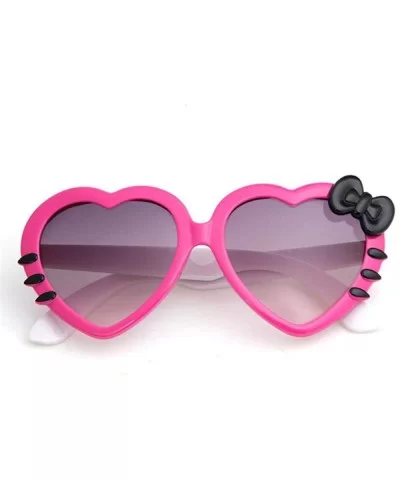 2019 Fashion Summer Cartoon Cute Heart Bow Cat Sunglasses Glasses Pink - Black - CD18YKTHT9U $11.90 Aviator