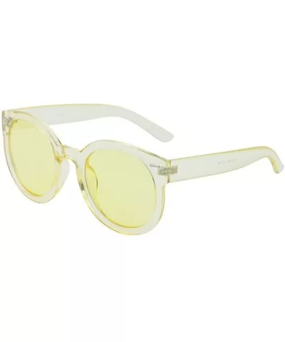 Men Women Round Sunglasses Oversized Flat Color Lens Crystal Colorful Frame Fashion Shades - Yellow - CE17YEUG7AU $12.70 Round