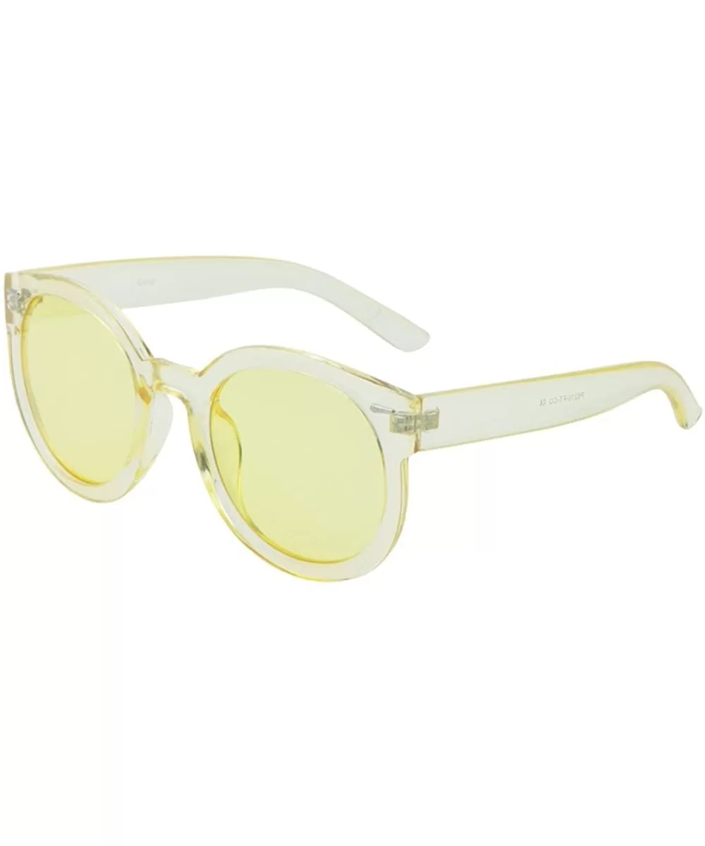 Men Women Round Sunglasses Oversized Flat Color Lens Crystal Colorful Frame Fashion Shades - Yellow - CE17YEUG7AU $12.70 Round