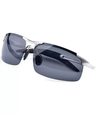 Mans Sunglasses High-grade Aluminum-magnesium Polarized Sunglasses In Light Weight - Silver/Grey - C711Z94DM8L $29.68 Rimless