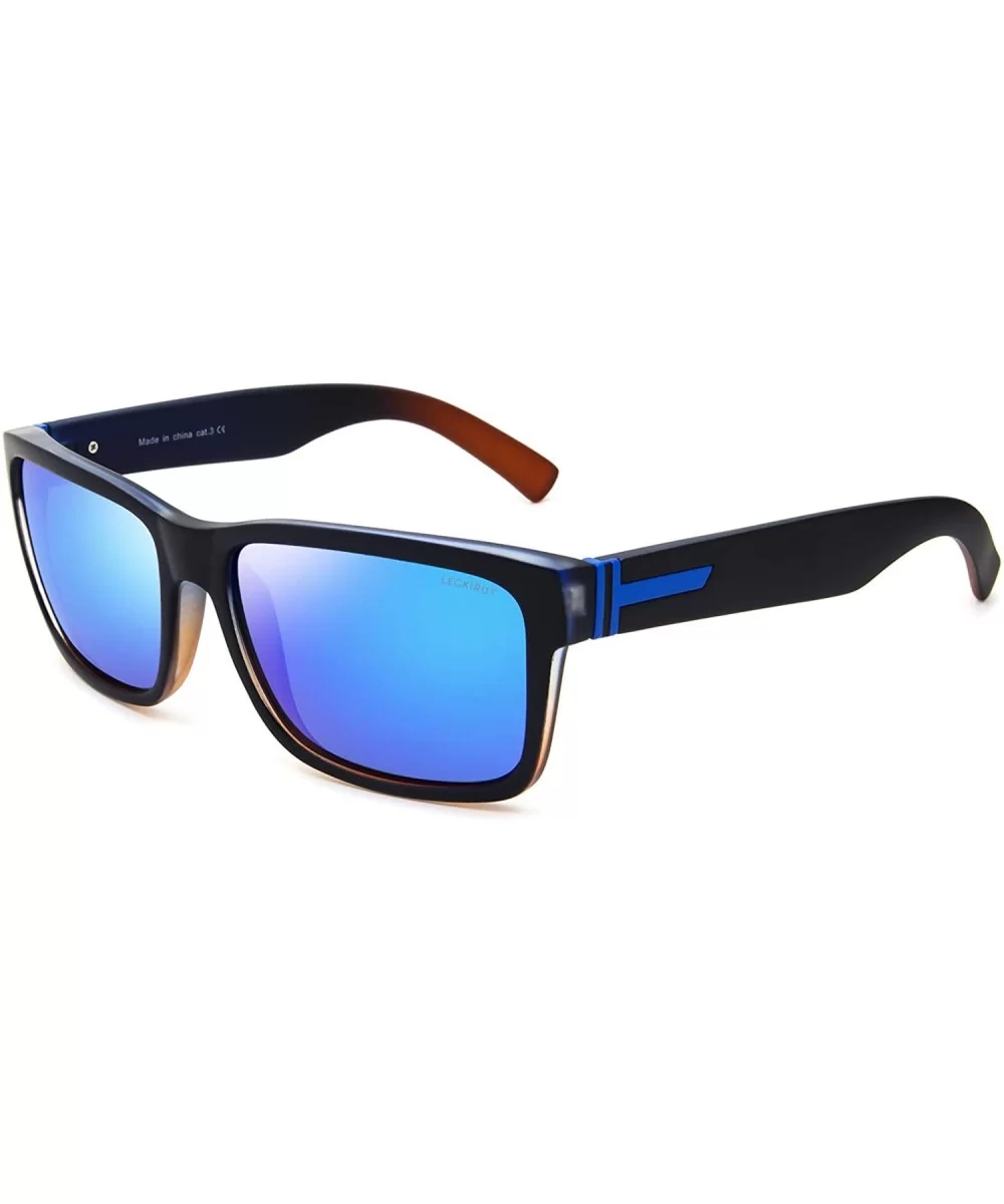 Vintage Polarized Sunglasses for Men Women Retro Oversized Square Mirror Sun Glasses - CW18HZW0GGM $21.16 Oversized