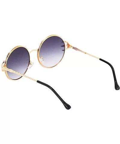 Stylish Round Pearl Decor Sunglasses UV Protection Metal Frame - Gold Frame Gray Lens - CO18U45AKW8 $18.89 Square