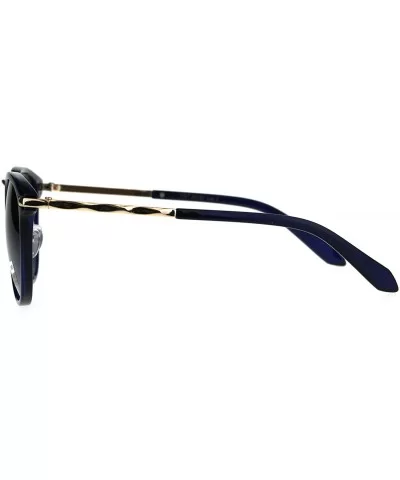 Womens Luxury Metal Bridge Designer Horn Rim Plastic Sunglasses - Blue Smoke - CJ180C08LLS $17.56 Rectangular