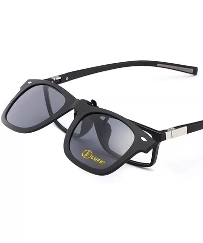 Polarization Clip-On Sunglasses Clips Flip up Myopic Sunglasses for Outdoor - Black-1 - C518EOQIE0U $22.70 Oval