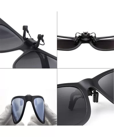 Polarization Clip-On Sunglasses Clips Flip up Myopic Sunglasses for Outdoor - Black-1 - C518EOQIE0U $22.70 Oval