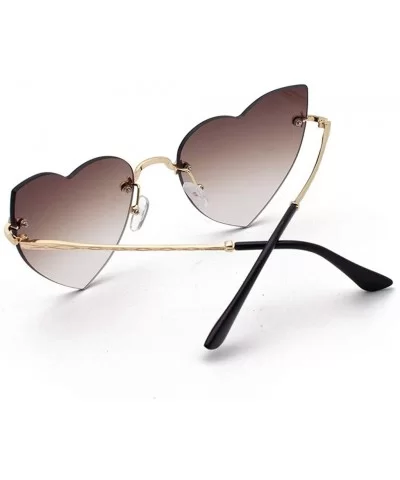 Heart Rimless Sunglasses Lightweight Al-Mg Alloy Metal Frame Composite-UV400 Lens Glasses for Men and Women - CK1902AK5IW $19...