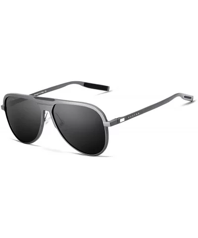 Classic Aviator Polarized Sunglasses UV Mirrored Lens Aluminum Frame - Gray & Gray - CU17Z7NDXRH $22.33 Sport