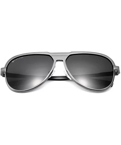 Classic Aviator Polarized Sunglasses UV Mirrored Lens Aluminum Frame - Gray & Gray - CU17Z7NDXRH $22.33 Sport