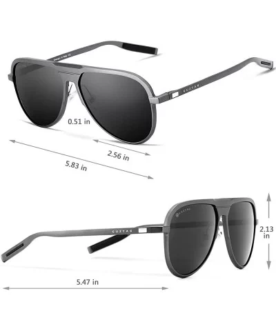 Classic Aviator Polarized Sunglasses UV Mirrored Lens Aluminum Frame - Gray & Gray - CU17Z7NDXRH $22.33 Sport