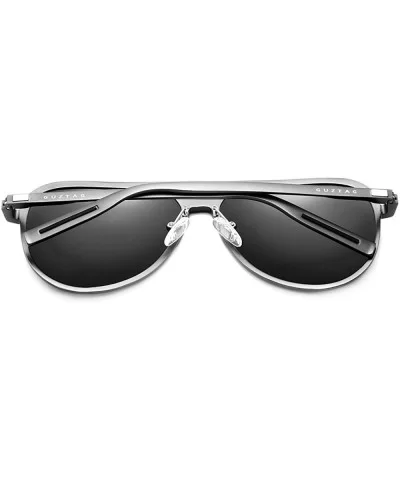 Classic Aviator Polarized Sunglasses UV Mirrored Lens Aluminum Frame - Gray & Gray - CU17Z7NDXRH $22.33 Sport