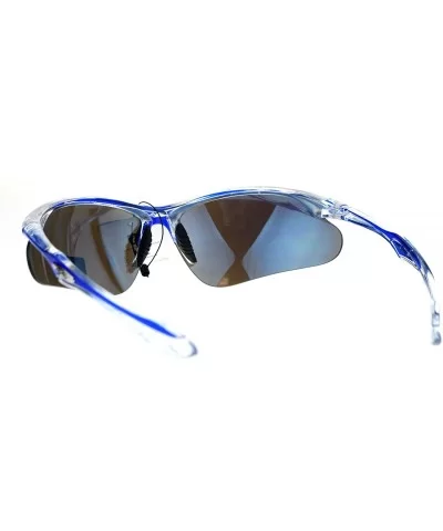 Xloop Sunglasses Mens Sports Eyewear Half Rim Lite Wrap Around UV 400 - Blue Clear (Blue Mirror) - CH184DH844N $13.94 Wrap