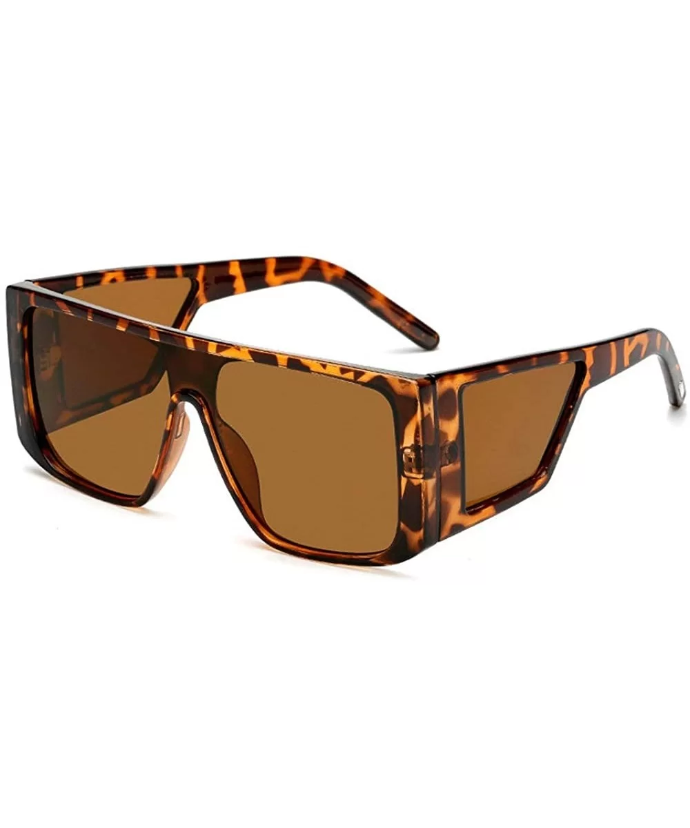 Fashion Oversized Square Shield Style Unisex Sunglasses Vintage Brand Design Sun Glasses - Leopard&browm - CY18M74S769 $14.90...