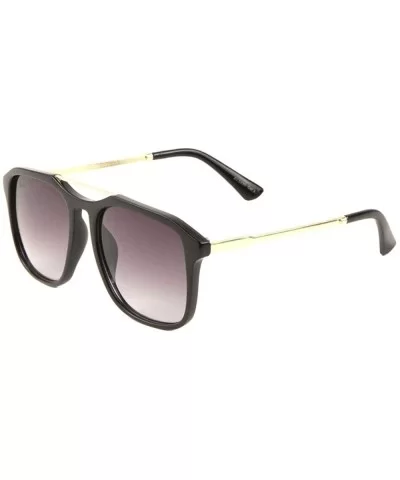 Geometric Top Square Lens High Curved Bridge Aviator Sunglasses - Smoke - CB197XQL5S8 $20.06 Aviator