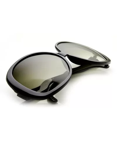 Big Huge Oversized Vintage Style Sunglasses Retro Women Celebrity Fashion - Black - C512BTOXHV1 $15.90 Oval