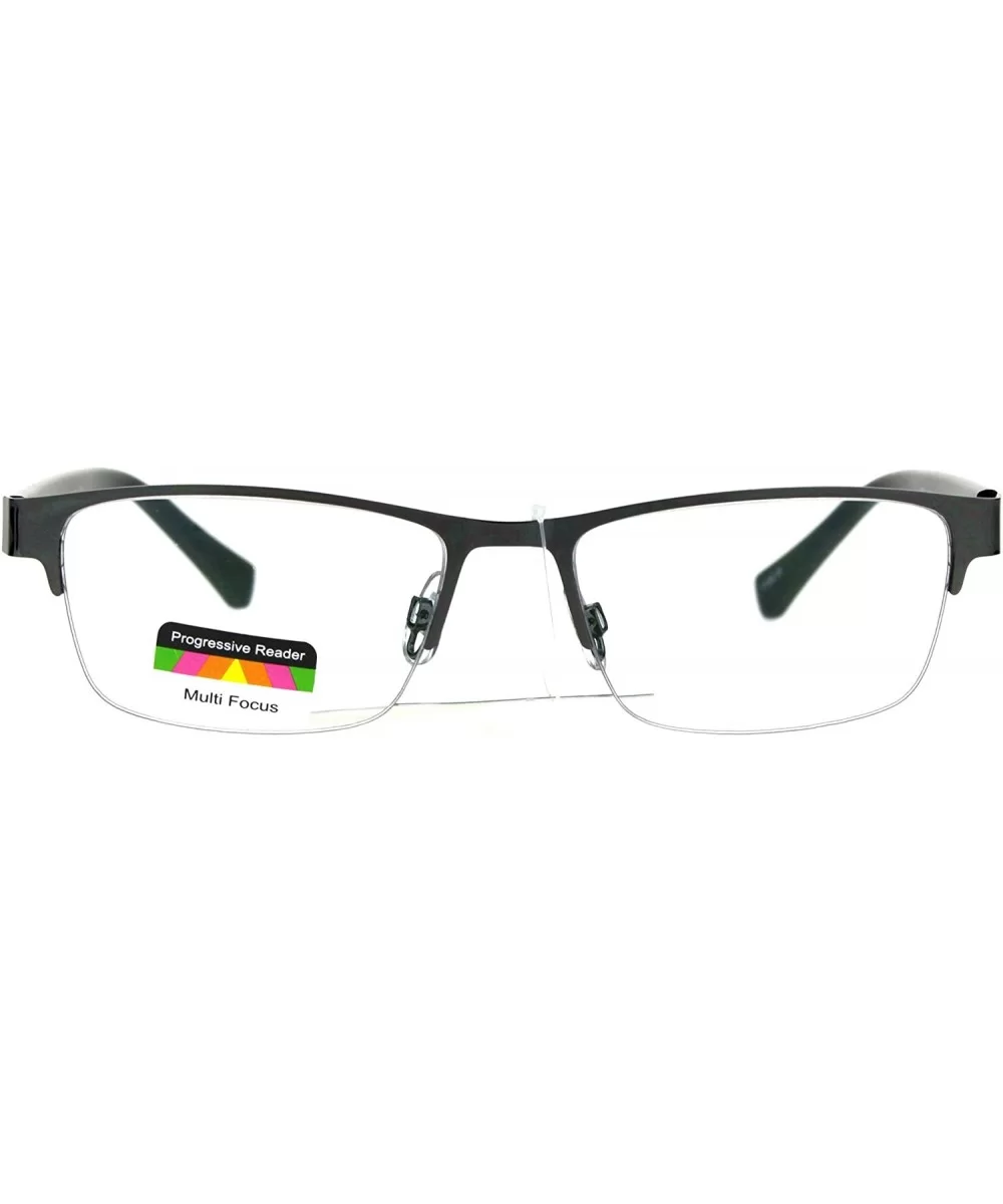 Mens Half Metal Rim Rectangular Multi 3 Power Focus Progressive Reading Glasses - Gunmetal - CE182A5N942 $19.81 Square