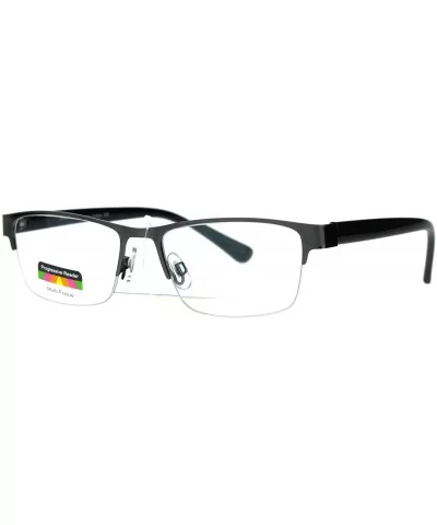 Mens Half Metal Rim Rectangular Multi 3 Power Focus Progressive Reading Glasses - Gunmetal - CE182A5N942 $19.81 Square