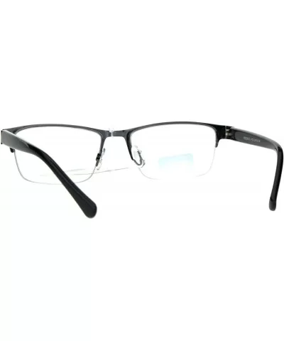 Mens Half Metal Rim Rectangular Multi 3 Power Focus Progressive Reading Glasses - Gunmetal - CE182A5N942 $19.81 Square