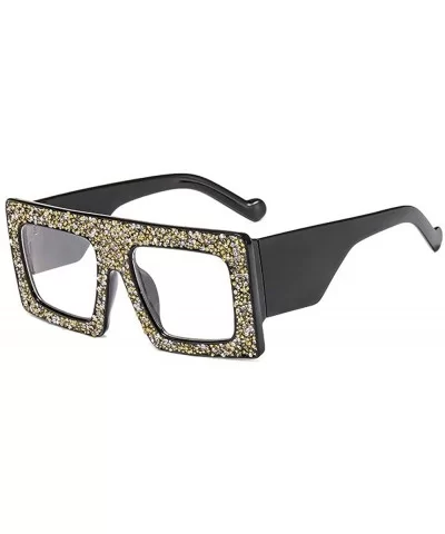 Vintage Sunglasses Designer Diamond Gradient - Black&clear - C518SG0AW28 $18.87 Square