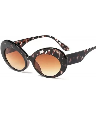 90s Kurt Cobain Clout Google Vintage Inspired Oval Sunglasses Unisex Thick Rim - Tortoise Brown - CW18SXXTQG7 $20.12 Goggle