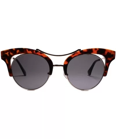 Fancy Upscale Fashionable Foxy Womens Round Lens Cat Eye Sunglasses - Black / Tortoise - CR18YYGT8XM $17.39 Round