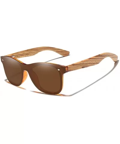 Handmade Polarized Sunglasses Men/Women Mirror Lens Original Wood Eyewear - Brown Zebra Wood - C4194OKWI7C $53.27 Semi-rimless