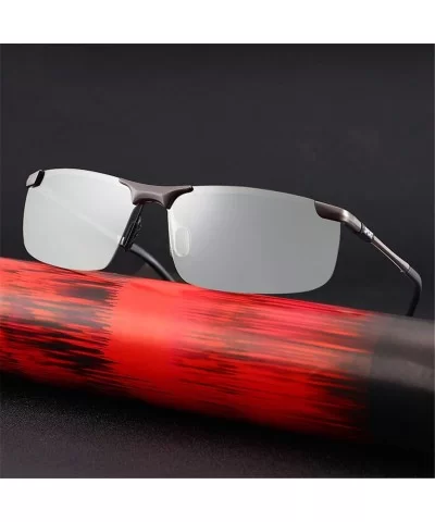 Square Photochromic Sunglasses Men Polarized Vintage Black Driving Sun Glasses for Men - Gray Frame - CA194O0WU85 $65.53 Semi...