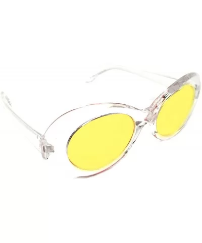 Oval Round Retro Sunglasses Color Tint or Smoke Lenses - Clear- Yellow - C0187W43NRG $11.90 Round