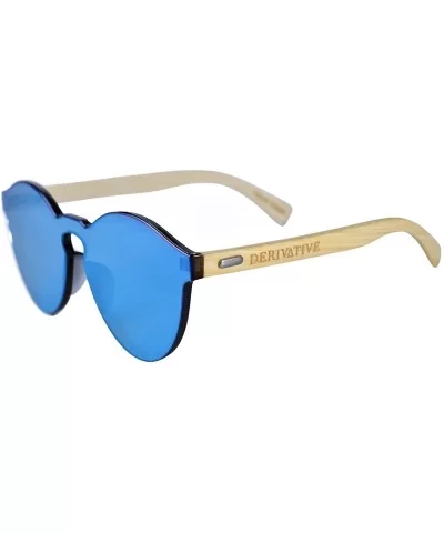 Frameless Flat Lens Sunglasses - Bamboo Sunglasses - Blue - CS18EUCCQ9G $50.28 Rimless