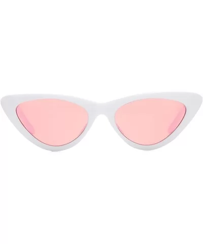 Retro Vintage Cat Eye Sunglasses for women Clout Goggles Composite Frame - A01 White/Pink - C418OZWK2QY $14.61 Semi-rimless