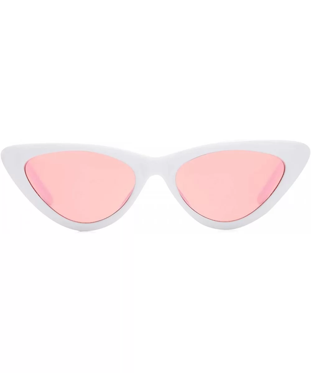 Retro Vintage Cat Eye Sunglasses for women Clout Goggles Composite Frame - A01 White/Pink - C418OZWK2QY $14.61 Semi-rimless