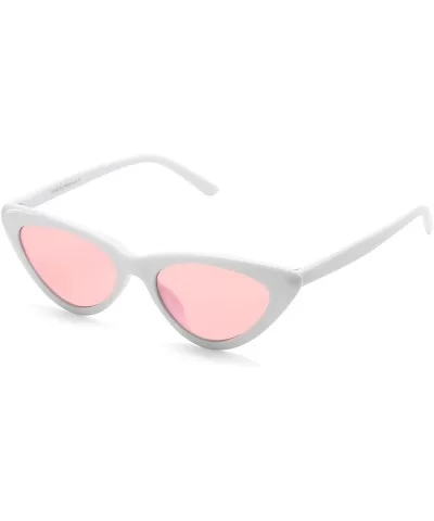 Retro Vintage Cat Eye Sunglasses for women Clout Goggles Composite Frame - A01 White/Pink - C418OZWK2QY $14.61 Semi-rimless