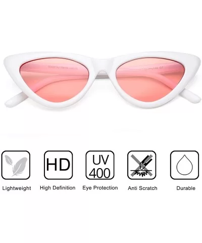 Retro Vintage Cat Eye Sunglasses for women Clout Goggles Composite Frame - A01 White/Pink - C418OZWK2QY $14.61 Semi-rimless