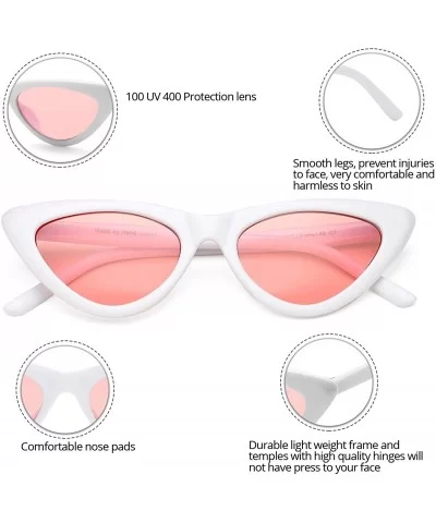 Retro Vintage Cat Eye Sunglasses for women Clout Goggles Composite Frame - A01 White/Pink - C418OZWK2QY $14.61 Semi-rimless