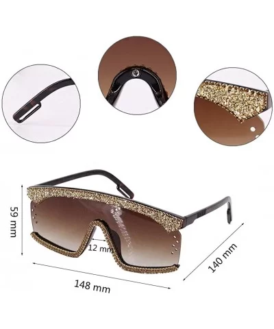 Unisex Fashion Oversize Sunglasses Large Frame Glasses Conjoined-Mirror Visor - Dark Tea - CS197NRH04E $27.45 Goggle