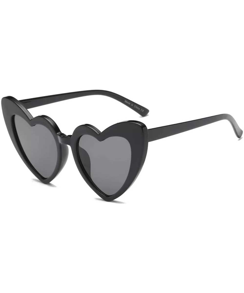 Women Funky Hipster Heart Shape High Pointed Cat Eye Fashion Sunglasses - Black - CM18WQ6ZYC8 $31.45 Goggle