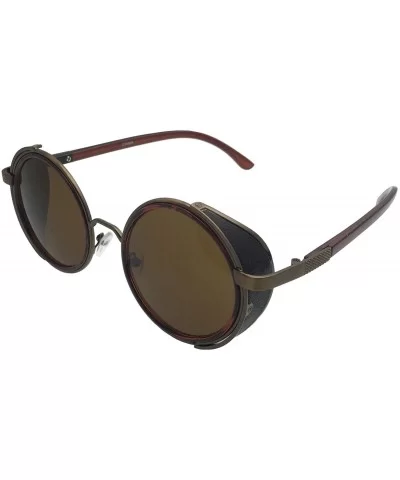 1 Pc Black Vintage Retro Round Cyber Goggles Steampunk Goth Sunglasses - Choose Color - Brown - C018NKN5QKK $33.18 Goggle