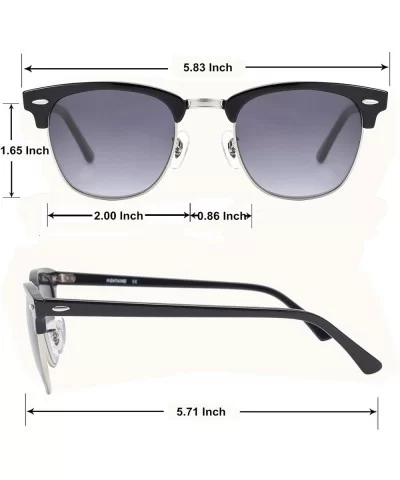 Sunglasses Scratch Resistant Lightweight Rectangular - Metal/ Gradient Grey - CO18Z455D36 $43.91 Oversized