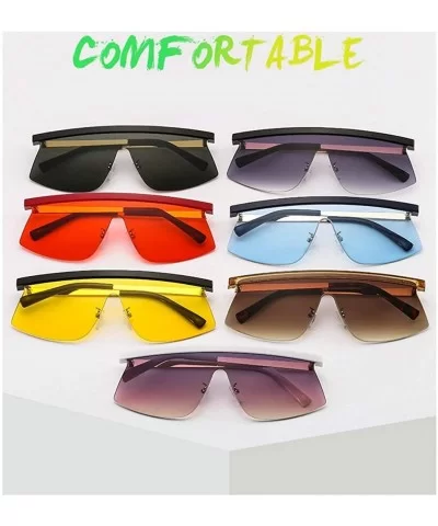 Mens Goggle Rimless Oversized Sunglasses Women Fashion Shades UV400 Vintage One-piece Flat Top Sun Glasses - Red - C4192YUOZX...