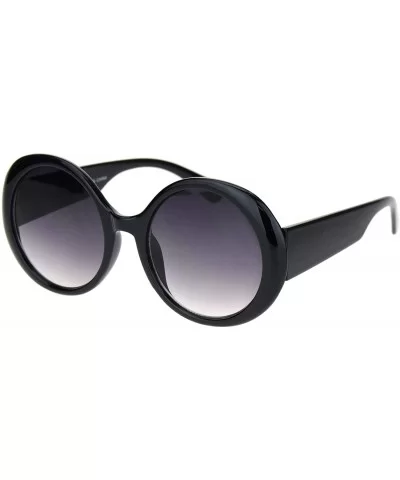 Womens Round Circle Mod Fashion Thick Plastic Wizard Sunglasses - Black Smoke - CG18M4DCUMZ $14.00 Round