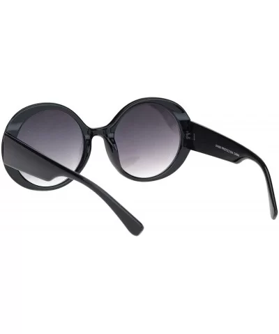 Womens Round Circle Mod Fashion Thick Plastic Wizard Sunglasses - Black Smoke - CG18M4DCUMZ $14.00 Round