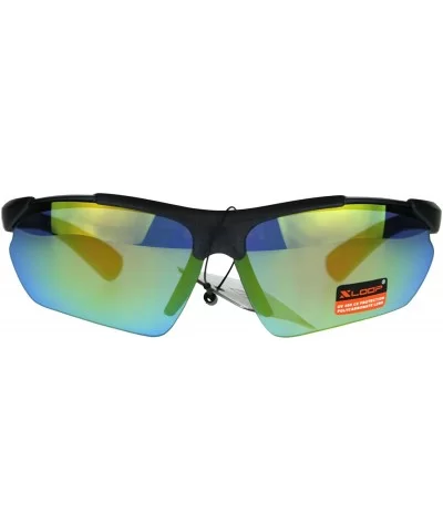 Xloop Sports Sunglasses Mens Half Rim Wrap Around Shades UV 400 - Black Red - CO18DCEUHQK $15.06 Sport