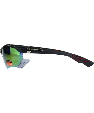 Xloop Sports Sunglasses Mens Half Rim Wrap Around Shades UV 400 - Black Red - CO18DCEUHQK $15.06 Sport